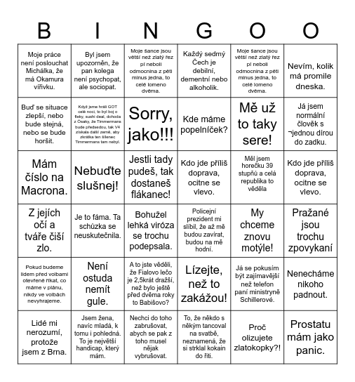 Politické Bingo Card