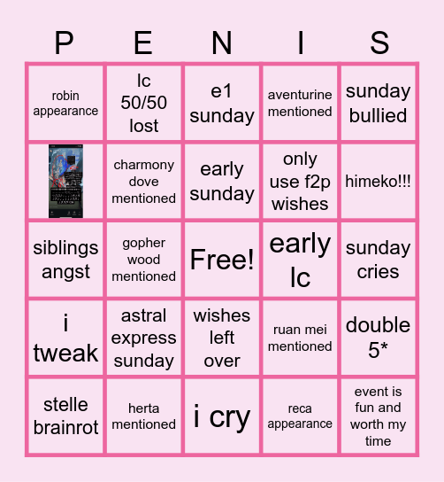 fayes 2.7 journey Bingo Card