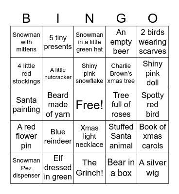 Eldri Snow Variety Show BINGO! Bingo Card