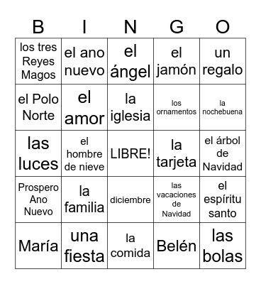 LA NAVIDAD Bingo Card