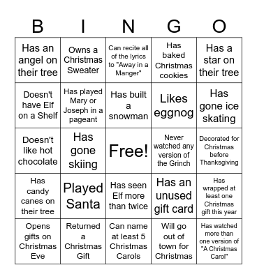 Ice Breaker Bingo - Christmas Edition Bingo Card