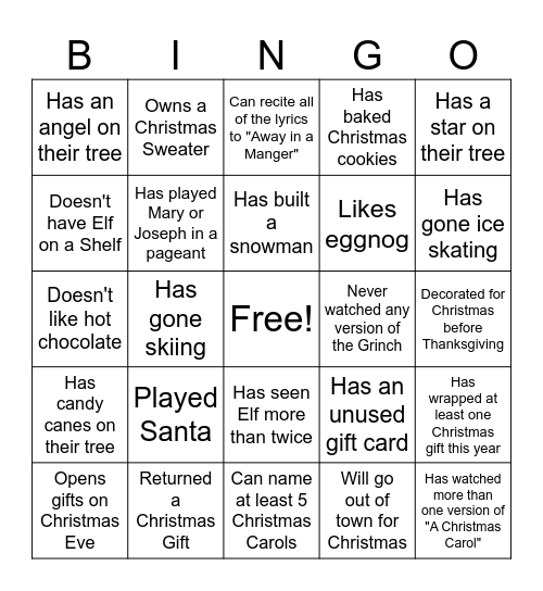 Ice Breaker Bingo - Christmas Edition Bingo Card