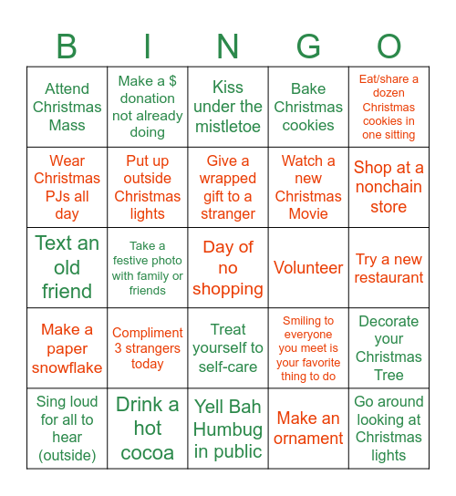 Christmas Bingo Card