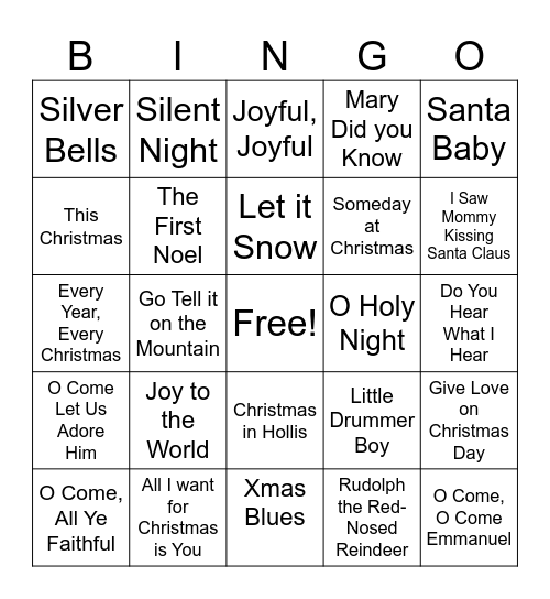 Name that Christmas song Bingo Card