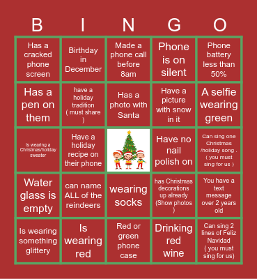 Virtual Holiday Bingo Card