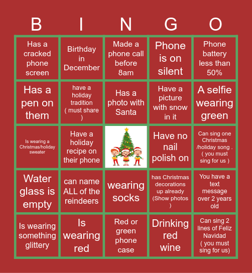 Virtual Holiday Bingo Card