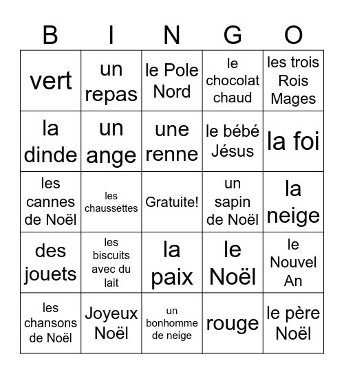 BINGO DE NOËL Bingo Card