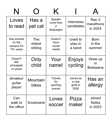 Holiday Bingo Card