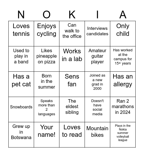 Holiday Bingo Card