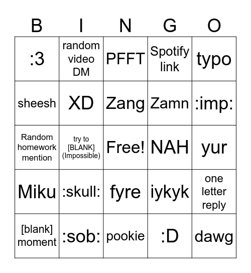 Galaxy bingo Card