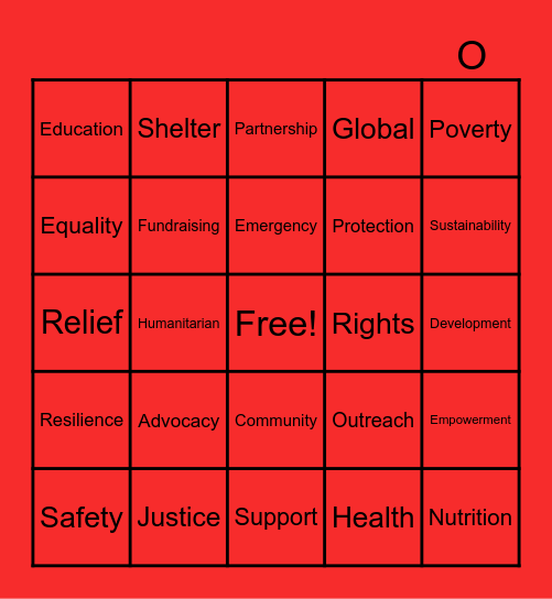 Save the Children Bingo Card