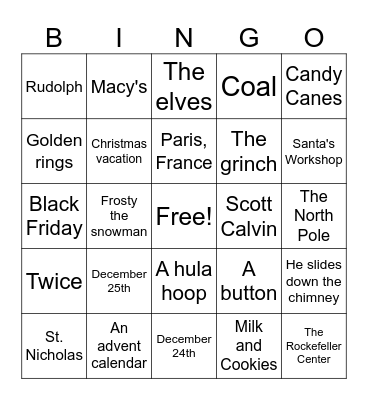 Christmas Bingo!! Bingo Card