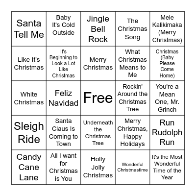 Christmas Singo Bingo Card
