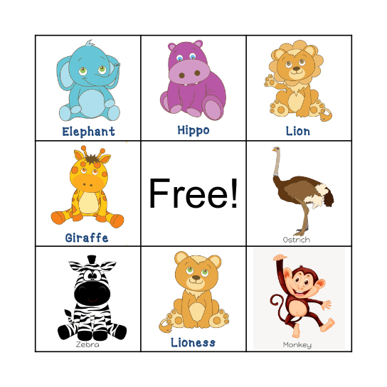 safari Bingo Card