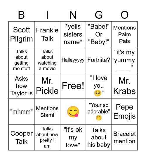 Nico Bingo Card