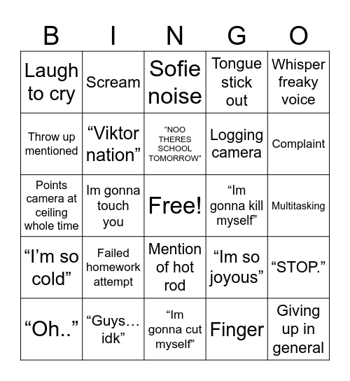 Sofie bingo Card