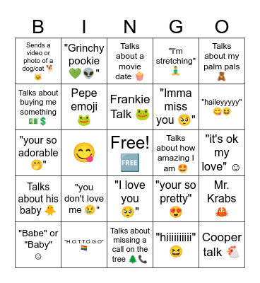 Nico Bingo Card
