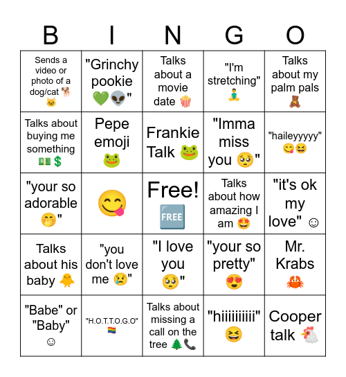 Nico Bingo Card