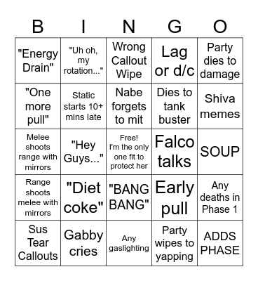Lalafell Kidnappers FRU adventures Bingo Card