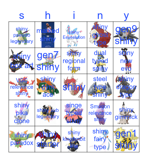 shiny pokemon Bingo Card