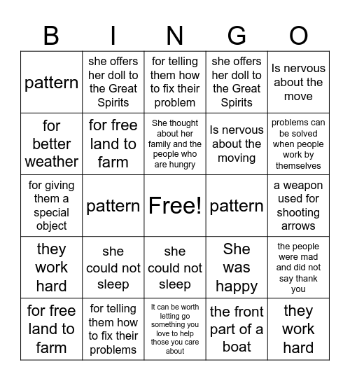 Test Review Bingo Card