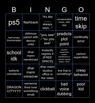 Dhar Mann Bingo v4 Bingo Card
