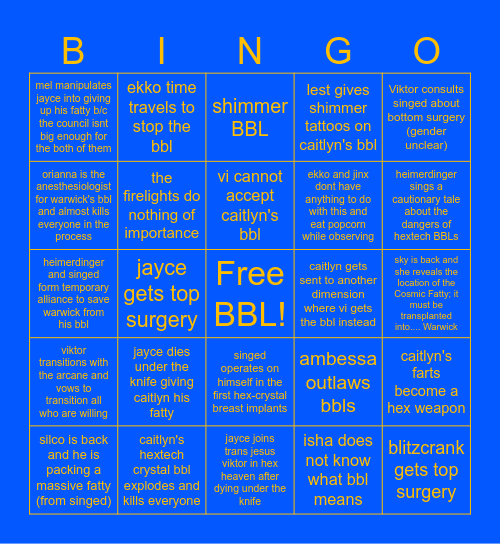 Arcane Season 2 Predictions Bingo Card