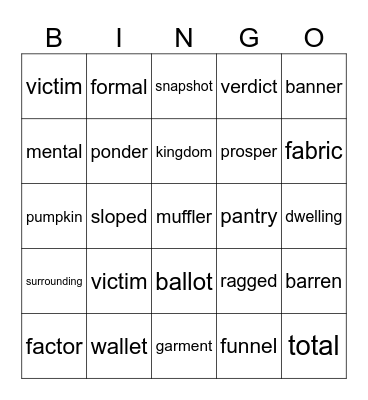 Unit 2 Week 3 Bingo Card