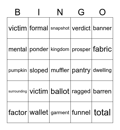 Unit 2 Week 3 Bingo Card