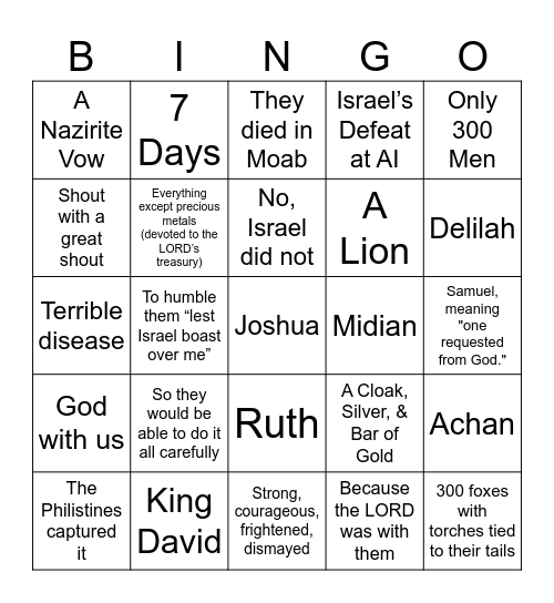 Grace Kids Bingo Card