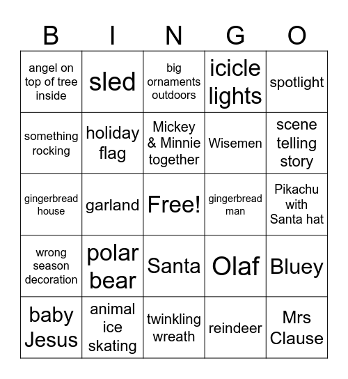 Christmas Light Bingo Card