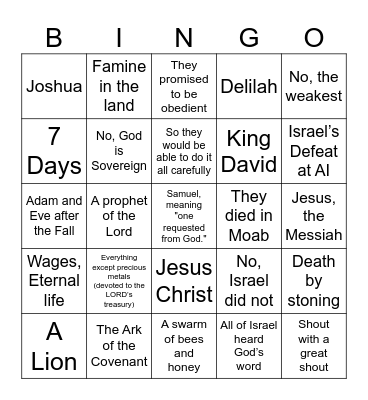 Grace Kids Bingo Card