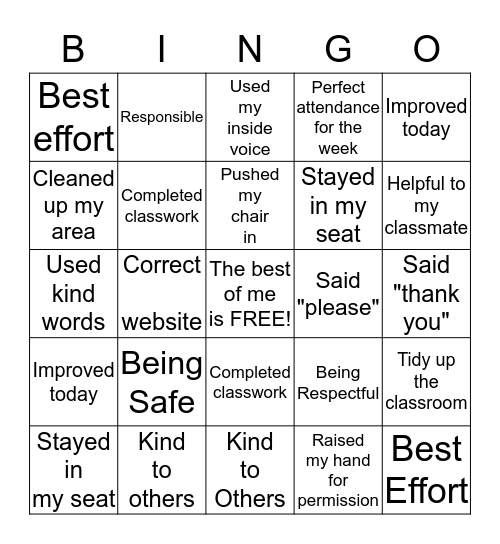 BEST OF ME BINGO Card