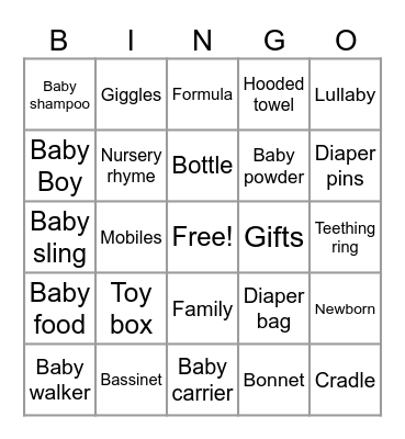 Baby BINGO Card
