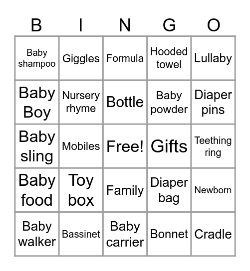 Baby BINGO Card