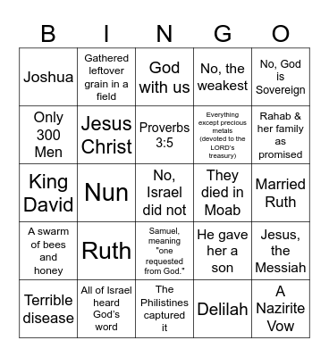 Grace Kids Bingo Card