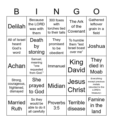 Grace Kids Bingo Card