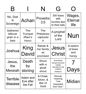 Grace Kids Bingo Card