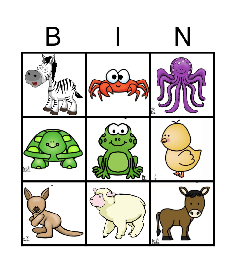 Animal Walks Bingo Card