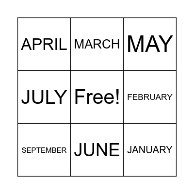 BIRTHDAY MONTHS Bingo Card