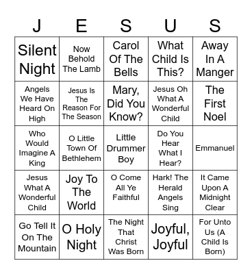 Christmas Music Bingo (Jesus!) Bingo Card