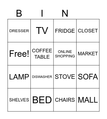 Things at home Bingo Card