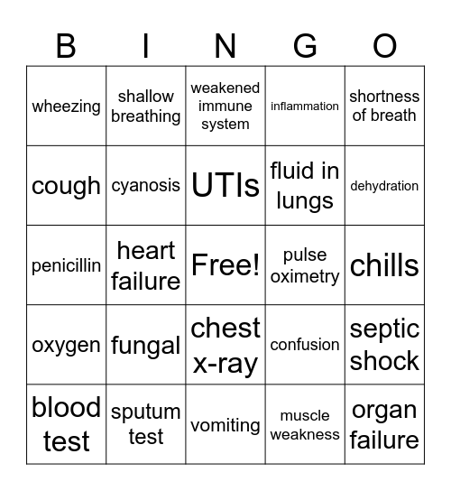 MHS- Pneumonia '24 Bingo Card