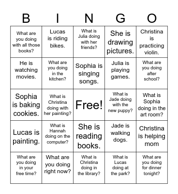 What are you doing? Bingo Card