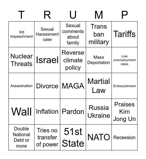 Trump Bingo Card