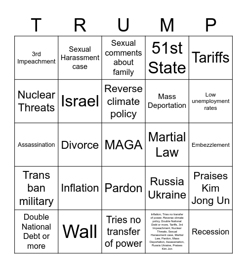 Trump Bingo Card