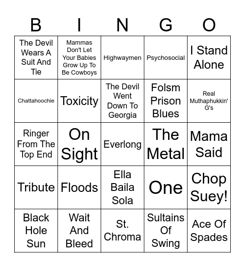 dylans songs on repeat Bingo Card