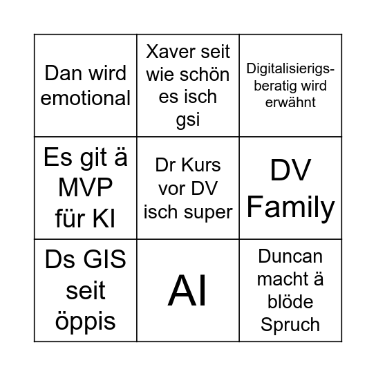 Virtuelle Runde - Bullshit Bingo Card