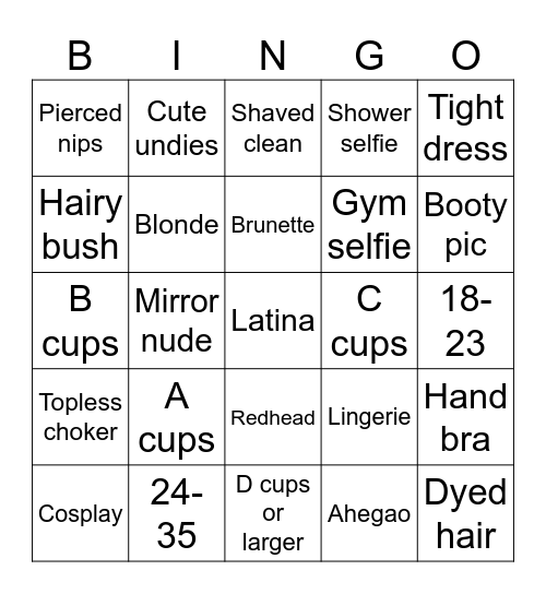 Nudes Bingo Card