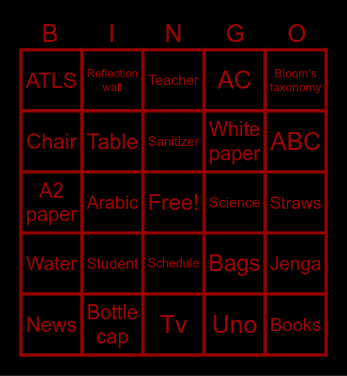 In the class Bingo Card